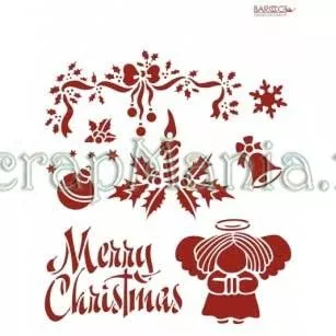 Трафарет пластиковый многоразовый 20*25см «Merry Christmas» со свечкой