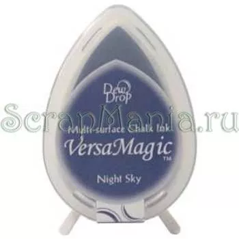 Подушечка чернильная пигментная "капля" с эффектом мелка VersaMagic, размер 32х50мм, цвет пастельный полночный синий (Tsukineko)
