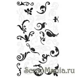 Набор наклеек "Вензеля. Черный и белый с блестками" (Making Memories)