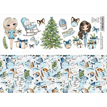 Лист с картинками 10х30 см "Модный Новый Год" (ScrapMania)