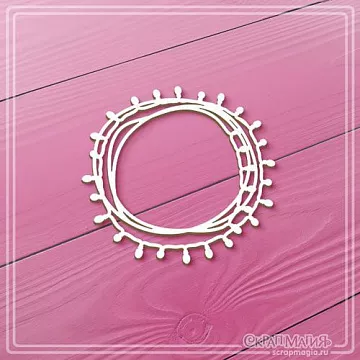 Чипборд "Круглая рамка с гирляндами из лампочек", 6,1х6,1 см (СкрапМагия)