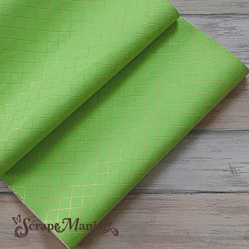 Отрез экокожи 30х69 см "Текстурный. Золотой ромб на травяном" (Pty Италия)