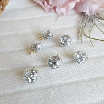 Набор стеклянных подвесок "Шар. Серебряные звезды", 5 шт" (Pty)