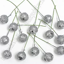 Букет ягод с пайетками "Серебро", 1,5 см, 10 шт Букет ягод с пайетками "Серебро", 1,5 см, 10 шт