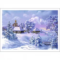 Тканевая карточка "Волшебная зима. Деревушка" (ScrapMania)