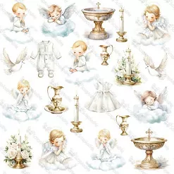 Бумага 30х30 см "White Roses. Christening 2" (ScrapAndMe) Бумага 30х30 см "White Roses. Christening 2" (ScrapAndMe)