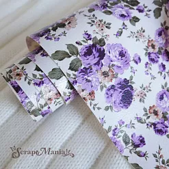 Отрез экокожи 30х69 см "Текстурный. Фиолетовые цветы на белом" (Pty Китай) Отрез экокожи 30х69 см "Текстурный. Фиолетовые цветы на белом" (Pty Китай)