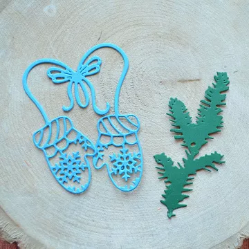 Набор вырубок "Варежки с еловой веточкой. Синие"