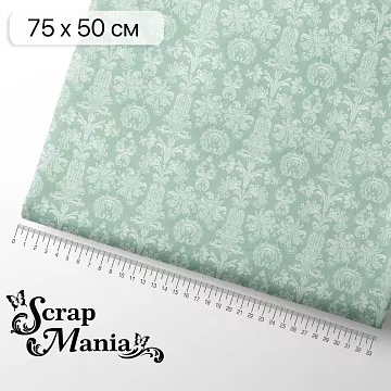 Отрез ткани 75х50 см "Свадебное торжество. Мятный дамаск" (ScrapMania)