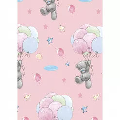 Отрез ткани 50х55 см "Me to you. Мишки на шариках. Розовый" (Peppy)