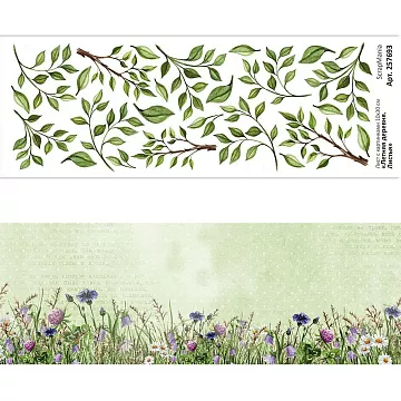 Лист с картинками 10х30 см "Летняя деревня. Листья" (ScrapMania)