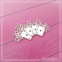 Чипборд "В стране чудес. Декор с картами и розами", 7,4х4 см (СкрапМагия)