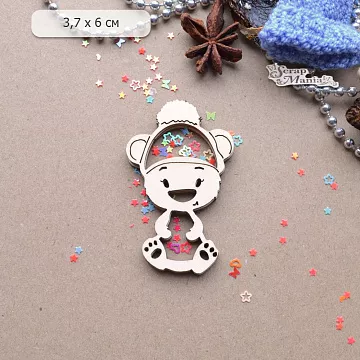 Шейкер "Новогодняя Ванилька. Мишка. Маленький", 3,7х6 см (ScrapMania)