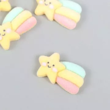 Акриловое украшение с флоком "Звезда-смайл с радугой", 1,8х2,5 см, 1 шт (АртУзор)