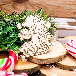 Чипборд "Медвежонок на санках", 5,7х5 см (WoodHome)