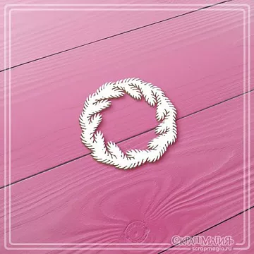 Чипборд "Венок из еловых веточек", 4,2х4,2 см (СкрапМагия)