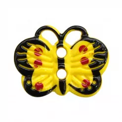 Пуговица пластиковая "Бабочка", цвет желтый