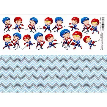 Лист с картинками 10х30 см "Хоккей. Команда юниоров" (ScrapMania)