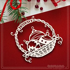 Чипборд "Корзинка с елочными шариками. Средняя" (СкрапМагия) Чипборд "Корзинка с елочными шариками. Средняя" (СкрапМагия)
