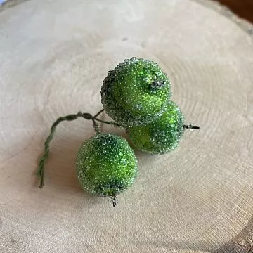 Букетик "Яблоки засахаренные. Зеленые", 2,6х1,8 см, 3 шт