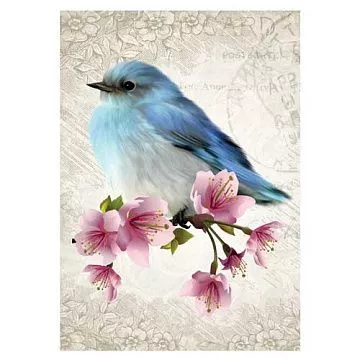 Тканевая карточка мини "Оттенки аквамарина. Райская птица" (ScrapMania)