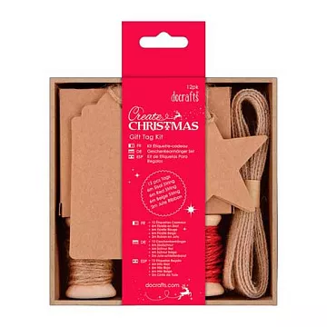 Набор крафт-ярлычков "Подарочные" с джутовым шпагатом и рафием (DoCrafts)