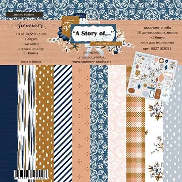 Набор бумаги 30х30 см "A Story of...", 10 листов (Summer Studio)