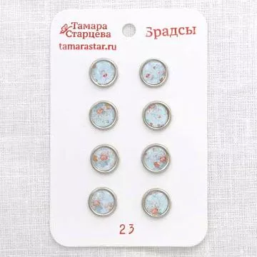Набор брадсов "Розы на голубом", 8 шт (Тамара Старцева)