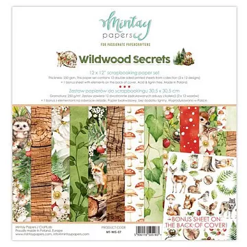 Набор бумаги 30х30 см "Wildwood Secrets", 12 листов (Mintay)