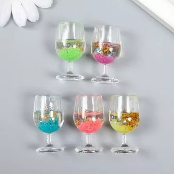Акриловое украшение "Бокал светящийся с блёстками", 2х3,9 см, 1 шт (АртУзор)