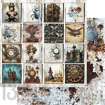 Бумага 30х30 см "Vintage in blue. Карточки" (13Arts)