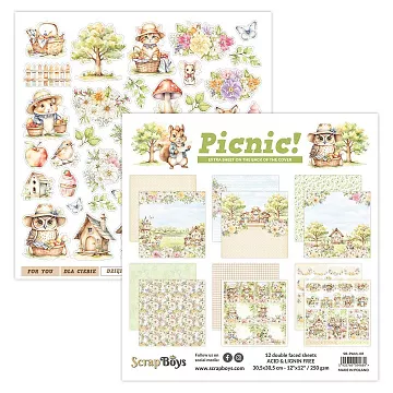 Набор бумаги 30х30 см "Picnic", 12 листов (ScrapBoys)