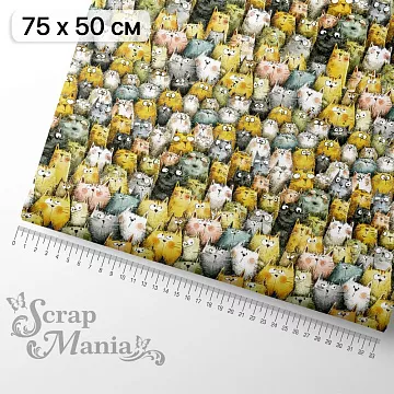 Отрез ткани 75х50 см "СуперБабушка. Котики" (ScrapMania)