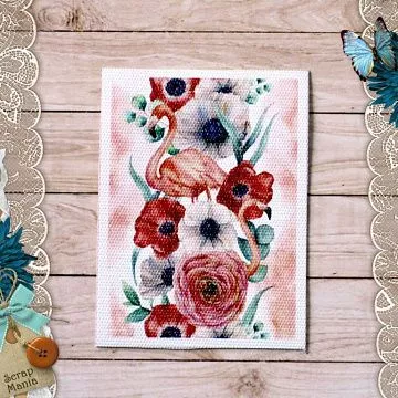 Тканевая карточка "Роскошный фламинго. Счастливые" (ScrapMania)