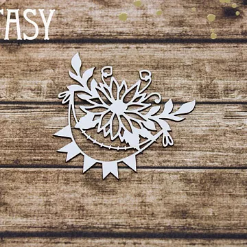 Чипборд "Растяжка цветок с флажками 2276" (Fantasy)