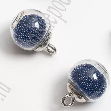 Набор стеклянных подвесок "Шар. Микробисер синий", 1,6 см, 2 шт