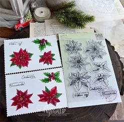 Штамп "Пуансеттии", 7,5х6,5 см (AgiArt)