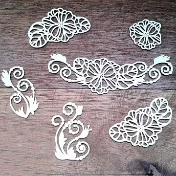 Набор украшений из чипборда "Цветы прима" (Русские Узоры)