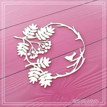 Чипборд "Рамка круглая. Спелая рябина", 6,3х6,3 см (СкрапМагия)