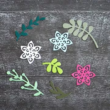 Набор вырубок "Цветы с веточками", цвет бордовый и голубой (ScrapMania)