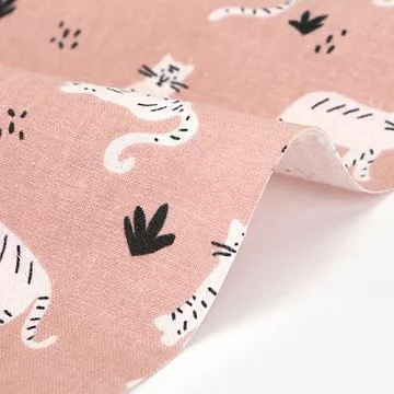 Отрез ткани 75х45 см "Лен. Doodling tiger pink" (Daily Like)