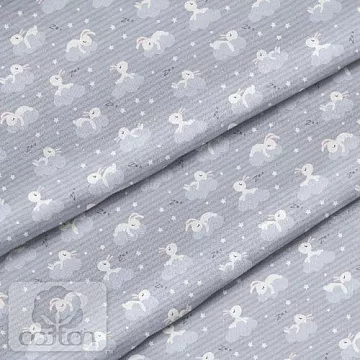 Отрез ткани 79х50 см "Зайки на тучке" (Cotton)