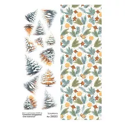 Лист с картинками 10х30 см "Снежинки-мандаринки. Елки лохматые" (ScrapMania)