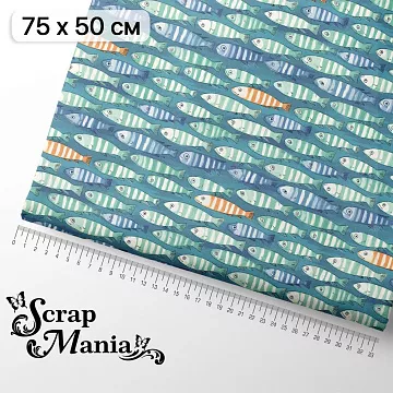 Отрез ткани 75х50 см "Маленький пират. Рыбки" (ScrapMania)