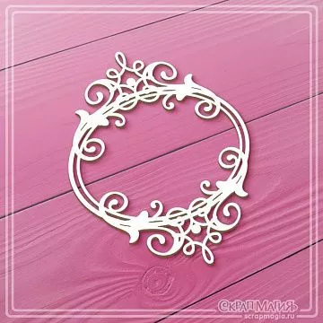 Чипборд "Овальная рамка с завитками 6", 6,5х8,5 см (СкрапМагия)