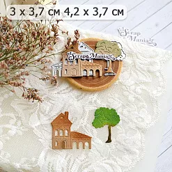 Нож "Городские домики с деревом", 4,2х3,7 см (ScrapMania)