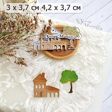Нож "Городские домики с деревом", 4,2х3,7 см (ScrapMania)
