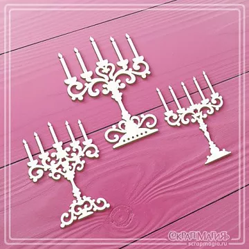 Чипборд "Торжество. Винтажные подсвечники 3", 4,1х5,7 см (СкрапМагия)