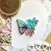 Акриловое украшение "Бабочка с цветами. Бирюзовая с розовым", 3,5х3 см, 1 шт