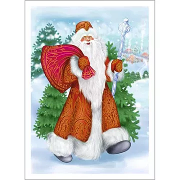 Тканевая карточка "Снегурочка и Мороз. С подарками" (ScrapMania)